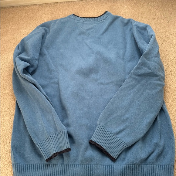 Tommy Hilfiger Light Blue Crewneck Sweater with Red, White & Black Stripe - Picture 2 of 3